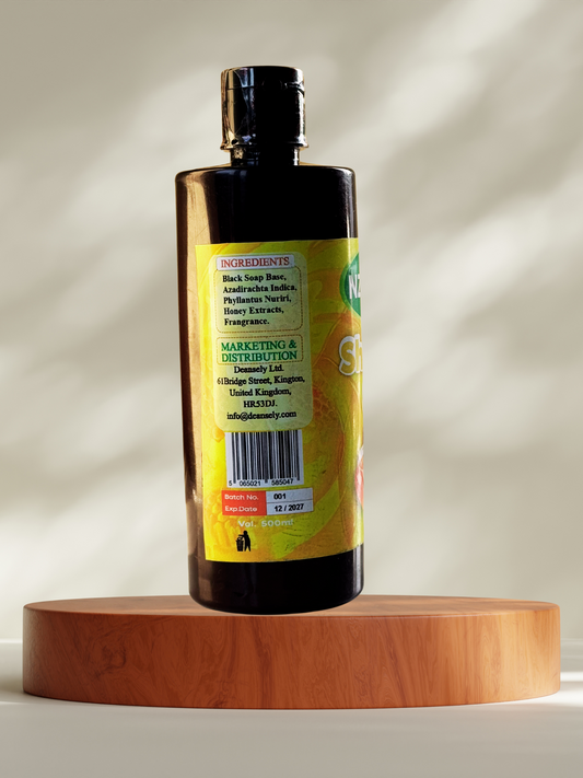 Shower Gel with Honey- 100% Natural Black Soap- 500ml