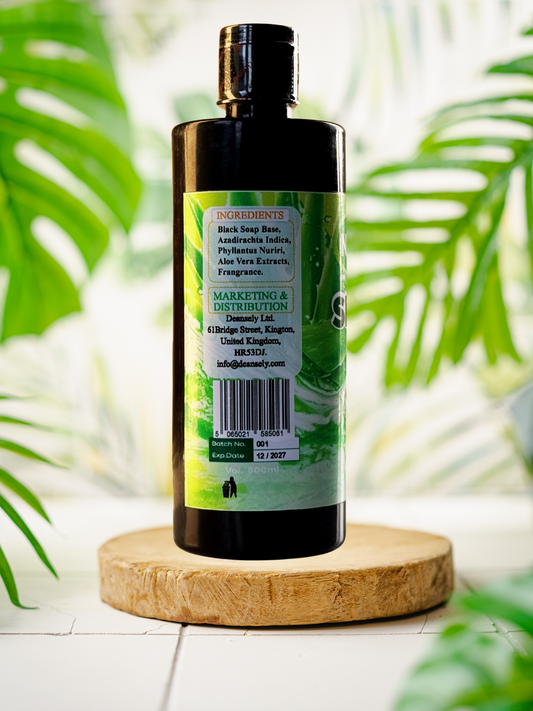 Shower Gel with Aloe Vera- 100% Natural Black Soap- 500ml