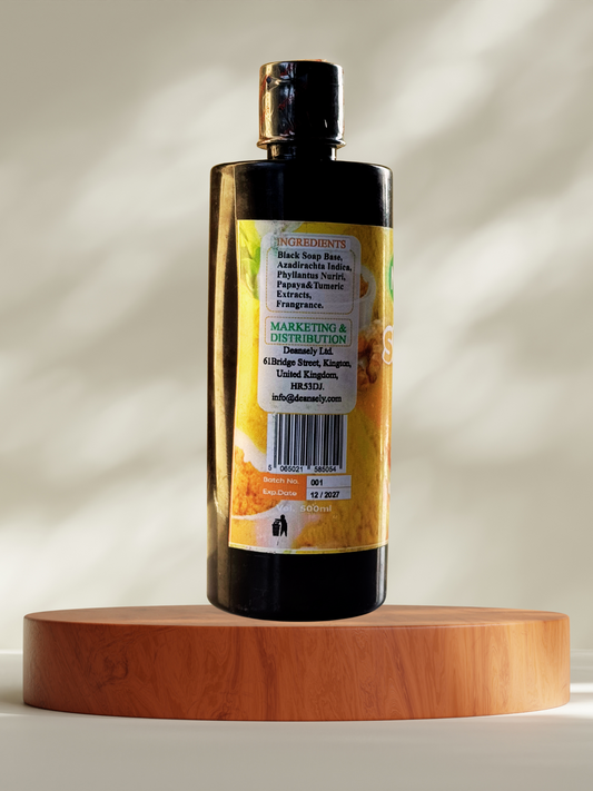 Shower Gel with Papaya & Turmeric- 100% Natural Black Soap 500ml
