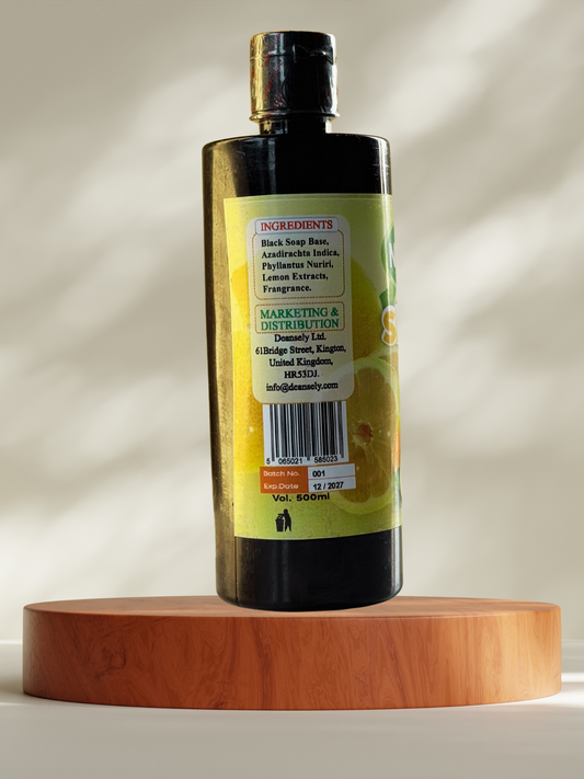 Shower Gel with Lemon 100% Natural Black Soap - 500mls