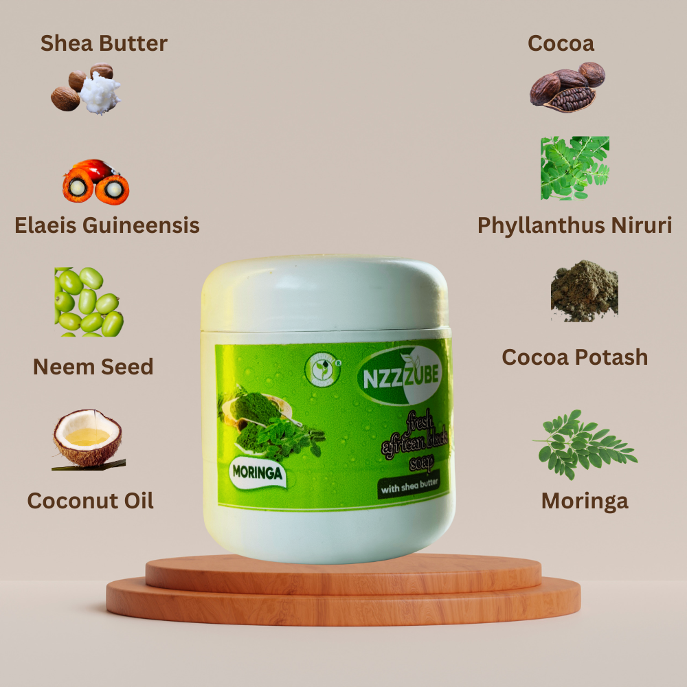 Fresh African Black Soap with Moringa - 500g- 100% Natural