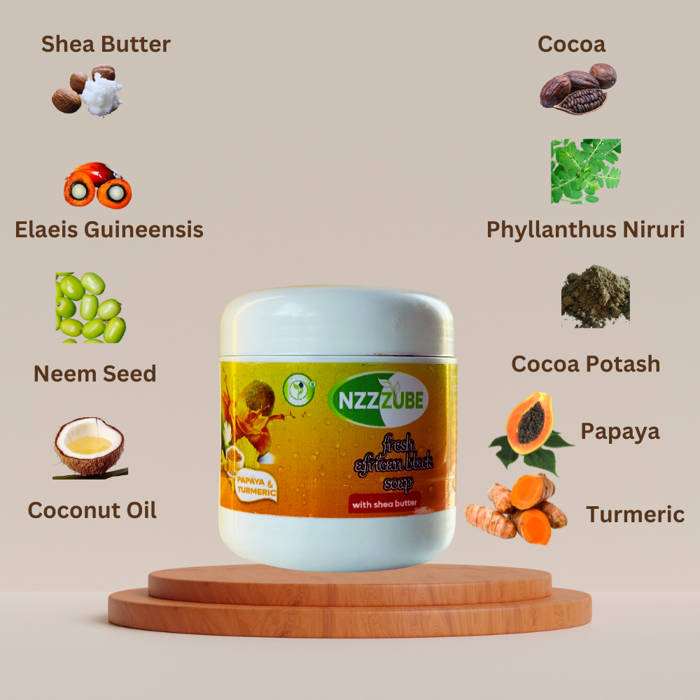 Fresh African Black Soap with Papaya & Turmeric- 500g